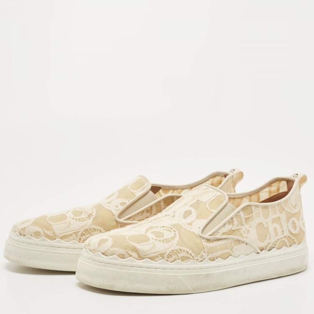 NEW Designer CHLOE Chic Lace Slip-On Sneakers